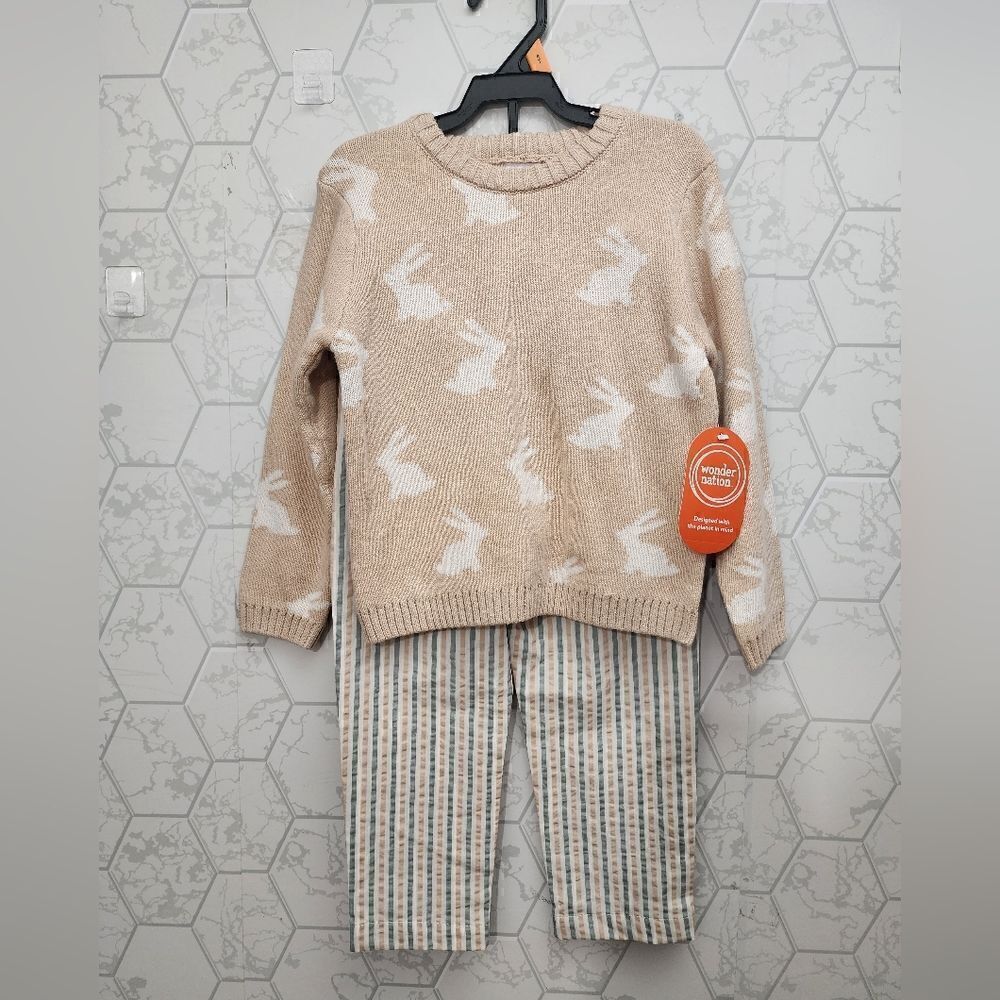 Nwt Wonder Nation Toddler Unisex Easter Crewneck Sweater and Pants Outfit Set